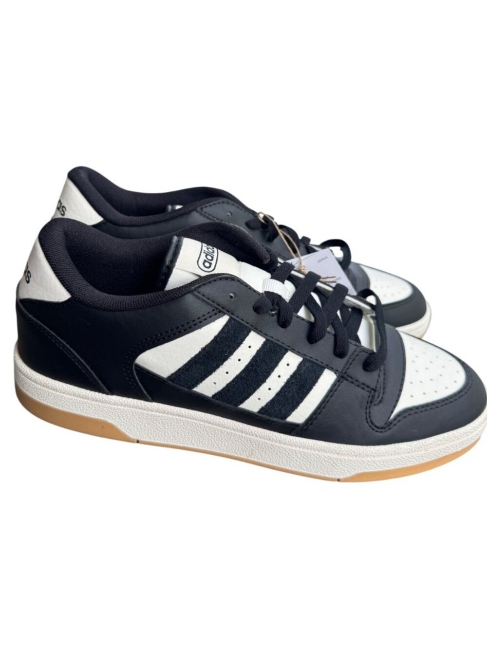 Adidas Break Start Mens Size 9 Black White Leather Sneaker Casual Shoes Gum Sole